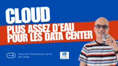 video thumbnail with bold white cloud text on blue and orange diagonal stripe man in striped shirt holding a glass on the right